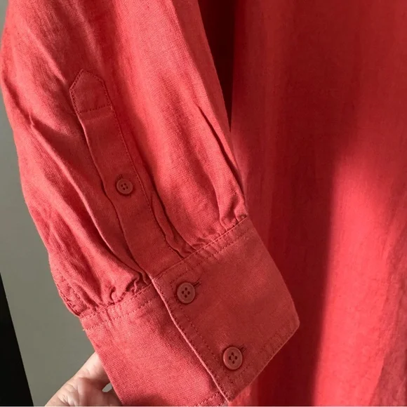 J. Crew | 100% Linen Cabana Maxi Dress in Red Sand Brand~ New w/o Tag 2X - Picture 8 of 13